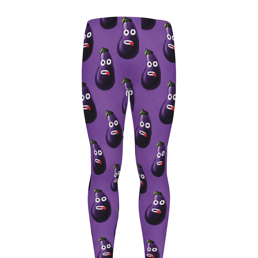 Funny Eggplant Pattern Print Men's leggings