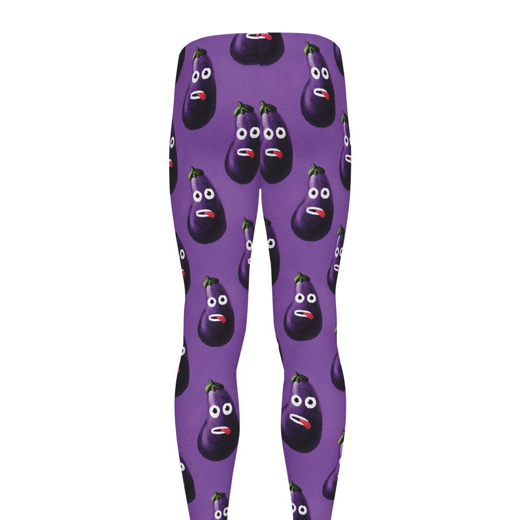 Funny Eggplant Pattern Print Men's leggings