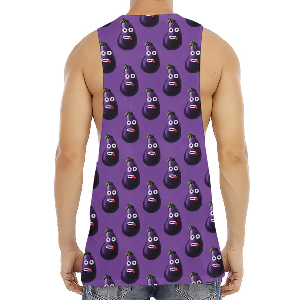 Funny Eggplant Pattern Print Men's Muscle Tank Top