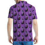 Funny Eggplant Pattern Print Men's Polo Shirt