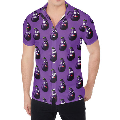 Funny Eggplant Pattern Print Men's Shirt