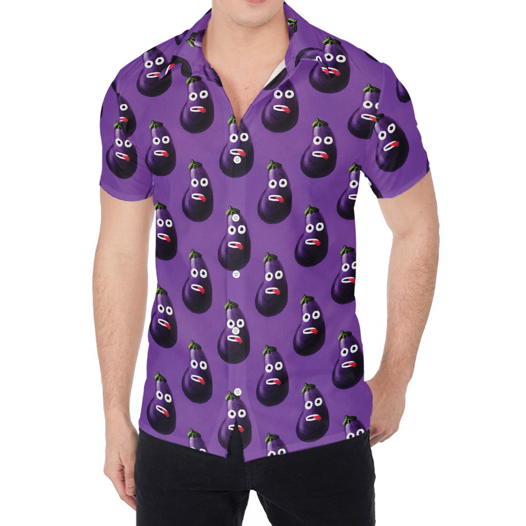 Funny Eggplant Pattern Print Men's Shirt
