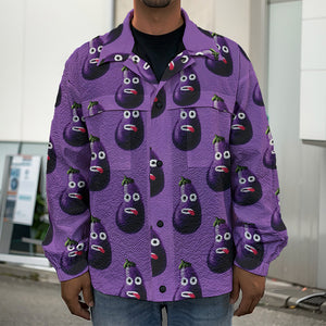 Funny Eggplant Pattern Print Men's Shirt Jacket