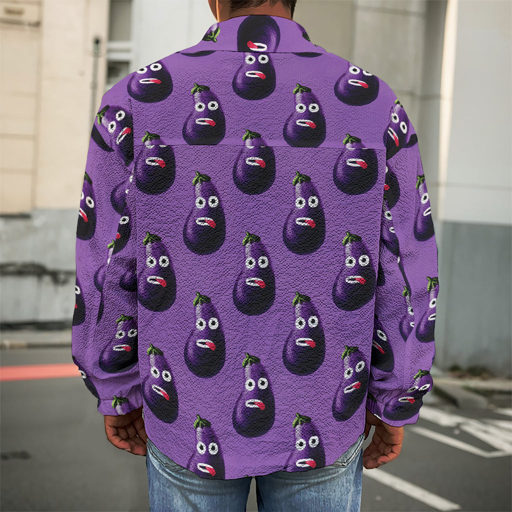 Funny Eggplant Pattern Print Men's Shirt Jacket