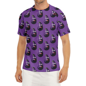 Funny Eggplant Pattern Print Men's Short Sleeve Rash Guard