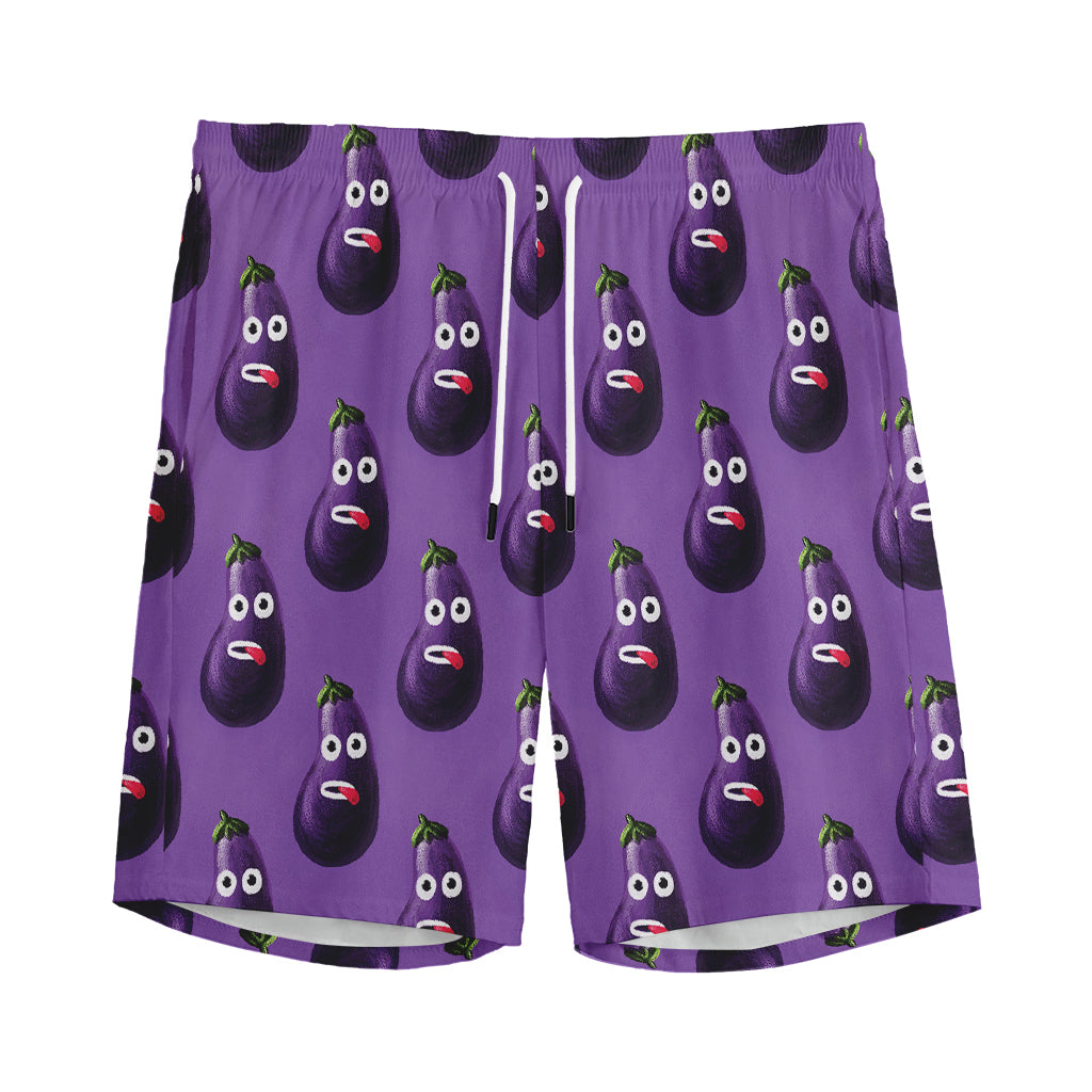 Funny Eggplant Pattern Print Men's Sports Shorts