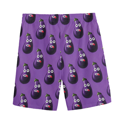 Funny Eggplant Pattern Print Men's Sports Shorts