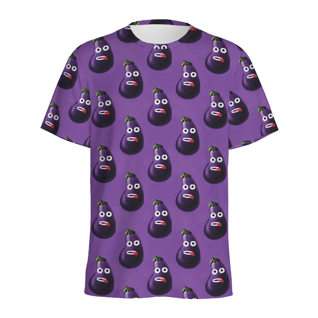 Funny Eggplant Pattern Print Men's Sports T-Shirt