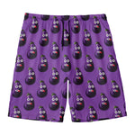 Funny Eggplant Pattern Print Men's Swim Trunks