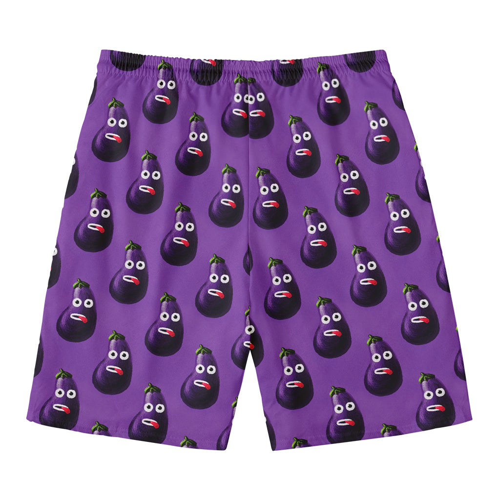 Funny Eggplant Pattern Print Men's Swim Trunks