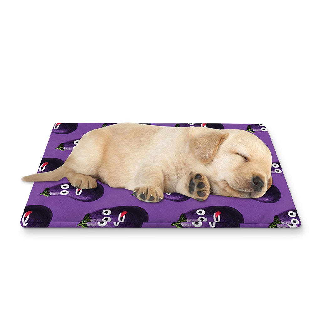Funny Eggplant Pattern Print Pet Cooling Mat Cover