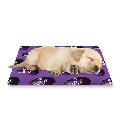 Funny Eggplant Pattern Print Pet Cooling Mat Cover