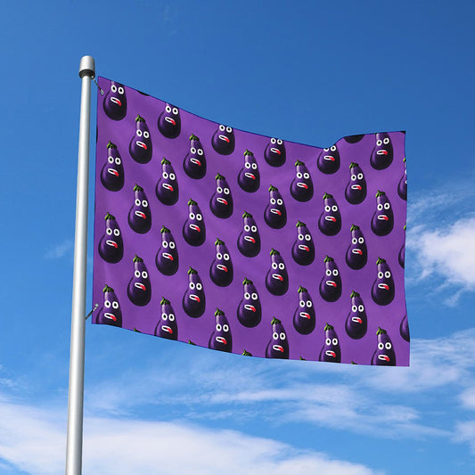 Funny Eggplant Pattern Print Polyester Flag