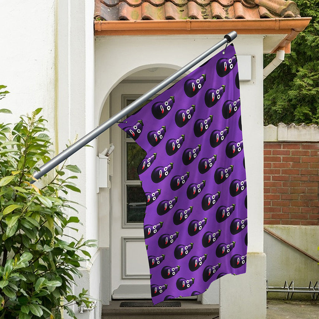 Funny Eggplant Pattern Print Polyester Flag