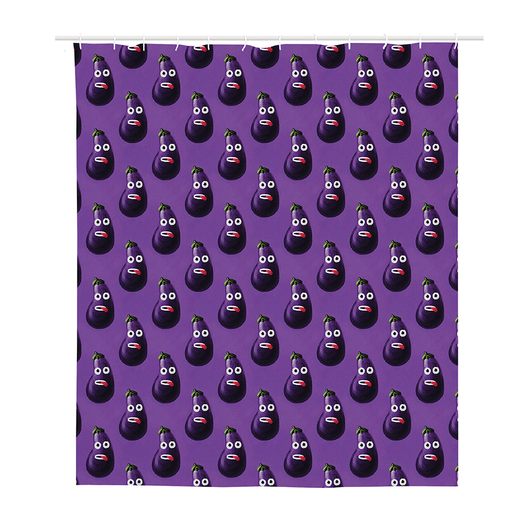 Funny Eggplant Pattern Print Polyester Shower Curtain