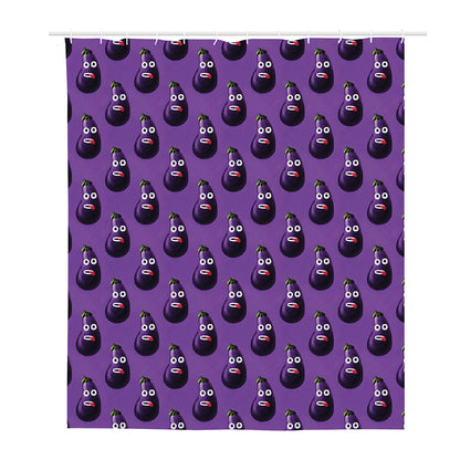 Funny Eggplant Pattern Print Polyester Shower Curtain