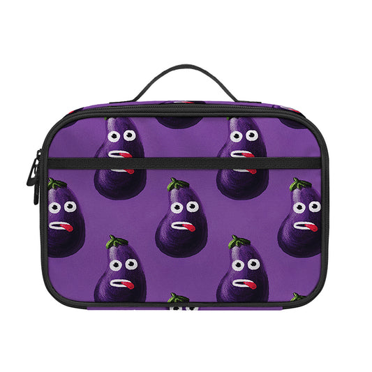 Funny Eggplant Pattern Print Portable Lunch Bag