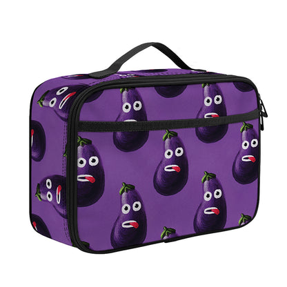 Funny Eggplant Pattern Print Portable Lunch Bag