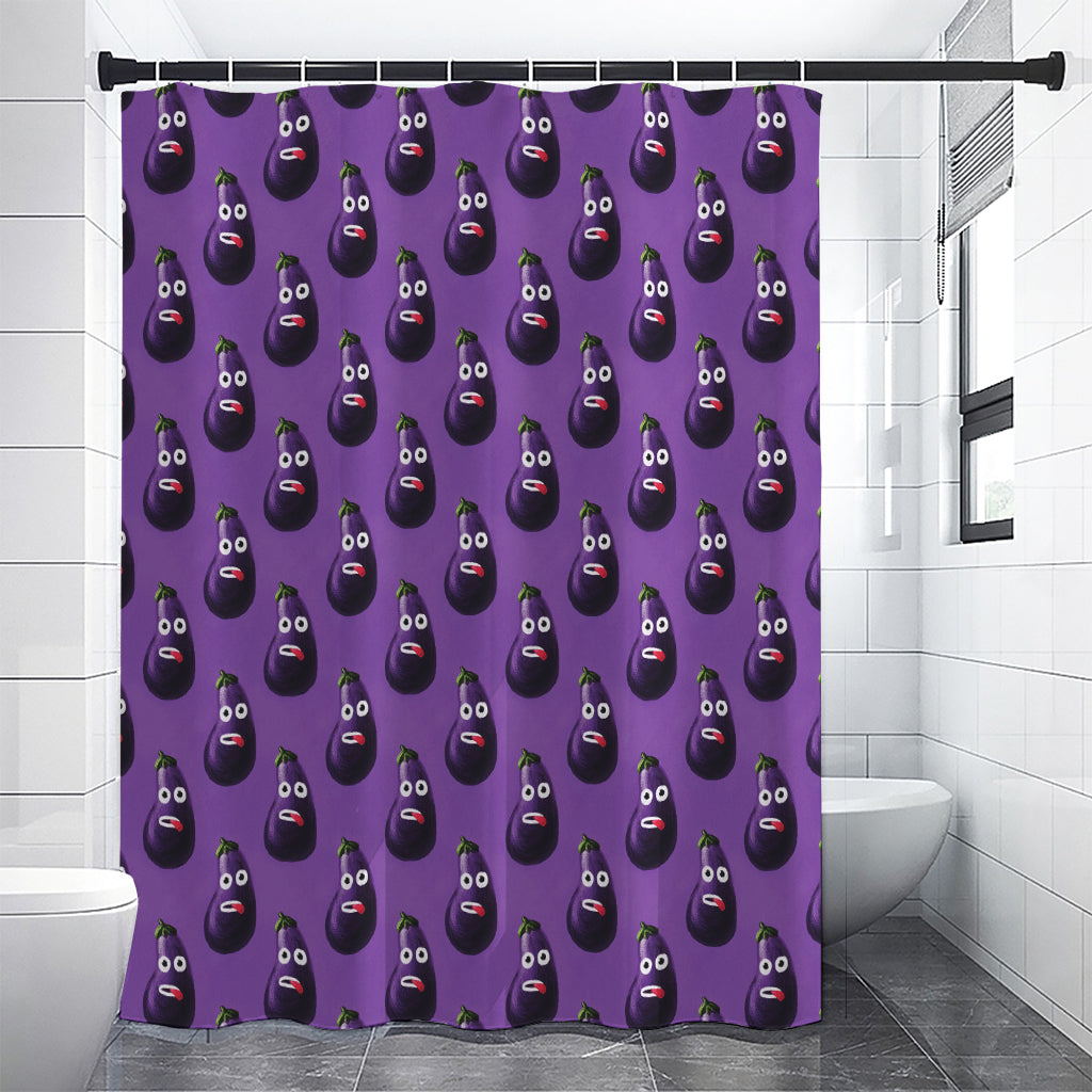 Funny Eggplant Pattern Print Premium Shower Curtain