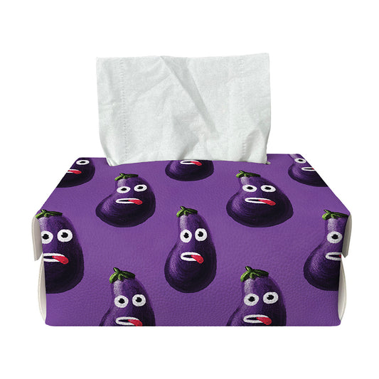 Funny Eggplant Pattern Print Rectangle Tissue Box Cover