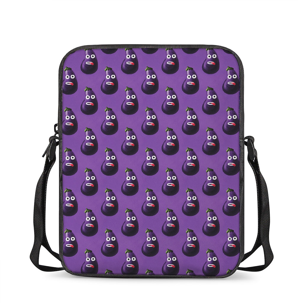 Funny Eggplant Pattern Print Rectangular Crossbody Bag