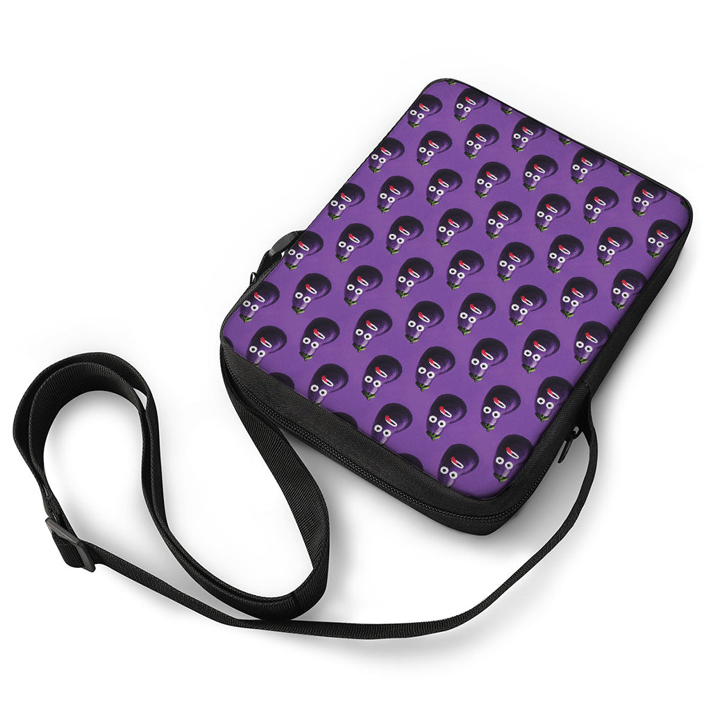 Funny Eggplant Pattern Print Rectangular Crossbody Bag