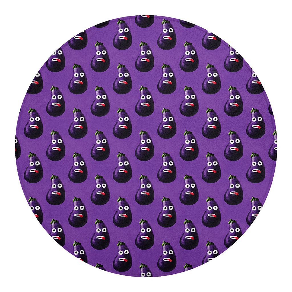 Funny Eggplant Pattern Print Round Blanket