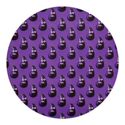 Funny Eggplant Pattern Print Round Blanket
