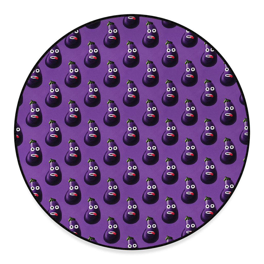 Funny Eggplant Pattern Print Round Floor Mat