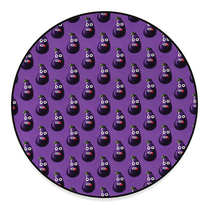 Funny Eggplant Pattern Print Round Floor Mat