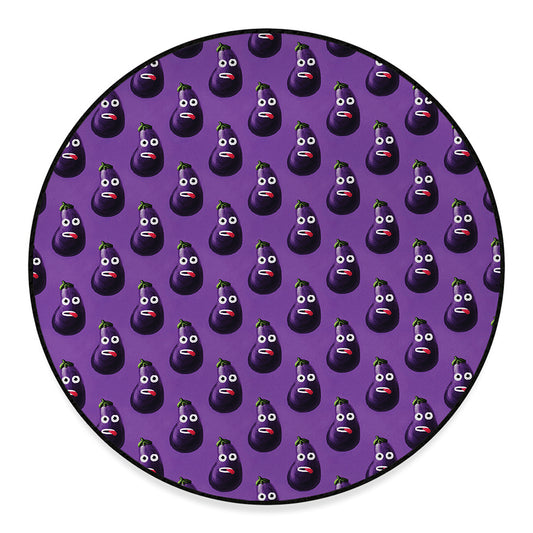 Funny Eggplant Pattern Print Round Floor Mat