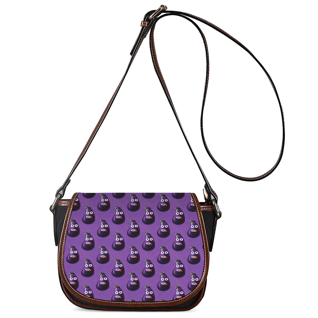 Funny Eggplant Pattern Print Saddle Bag