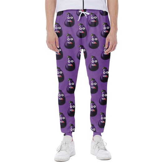 Funny Eggplant Pattern Print Scuba Joggers