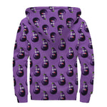 Funny Eggplant Pattern Print Sherpa Lined Zip Up Hoodie