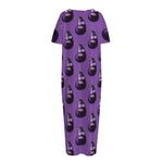 Funny Eggplant Pattern Print Short Sleeve Long Nightdress