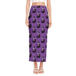 Funny Eggplant Pattern Print Side Slit Maxi Skirt