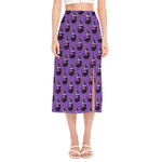 Funny Eggplant Pattern Print Side Slit Midi Skirt