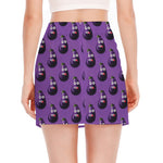 Funny Eggplant Pattern Print Side Slit Mini Skirt