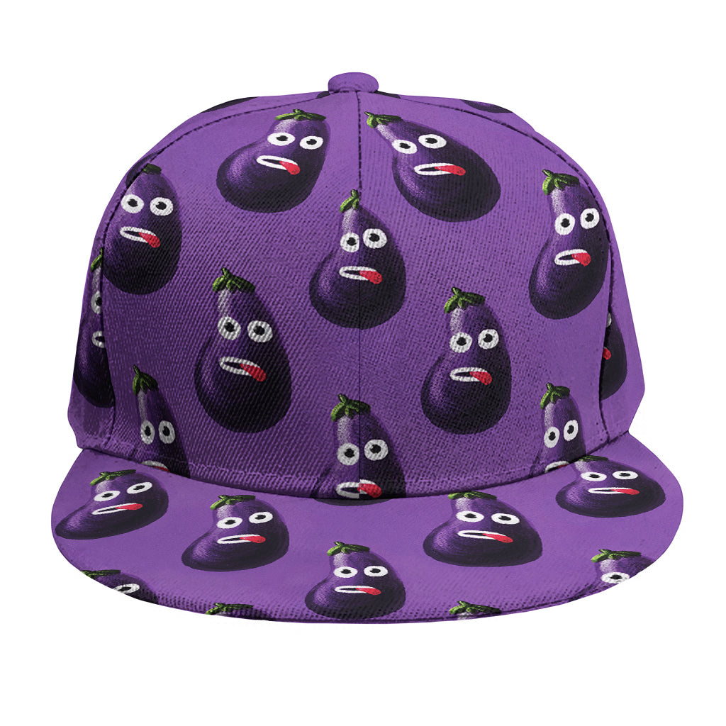 Funny Eggplant Pattern Print Snapback Cap