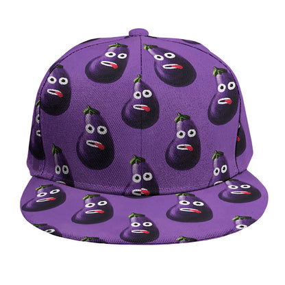 Funny Eggplant Pattern Print Snapback Cap