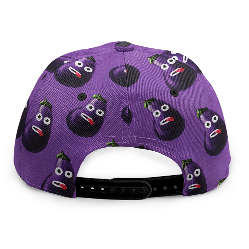 Funny Eggplant Pattern Print Snapback Cap