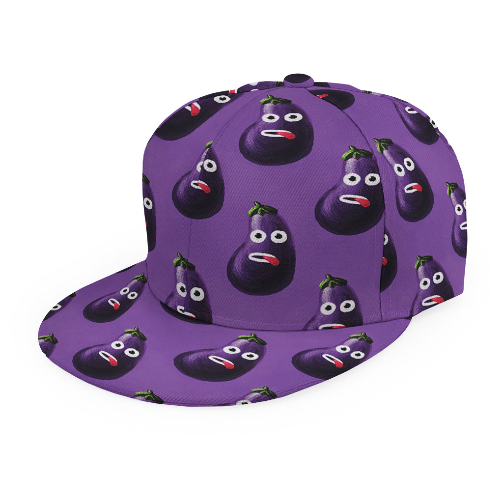 Funny Eggplant Pattern Print Snapback Cap