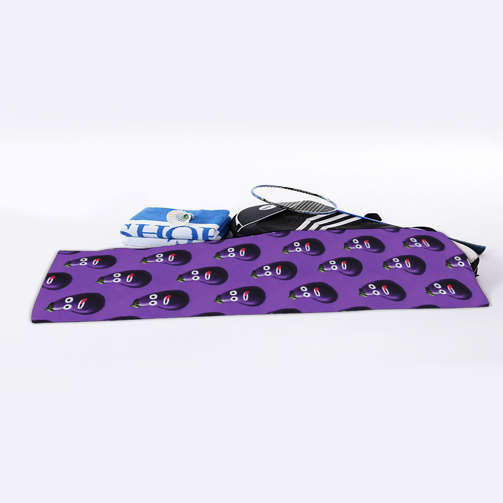 Funny Eggplant Pattern Print Sports Towel