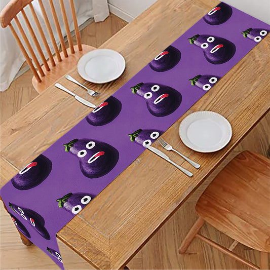 Funny Eggplant Pattern Print Table Runner