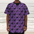 Funny Eggplant Pattern Print Textured Short Sleeve Shirt