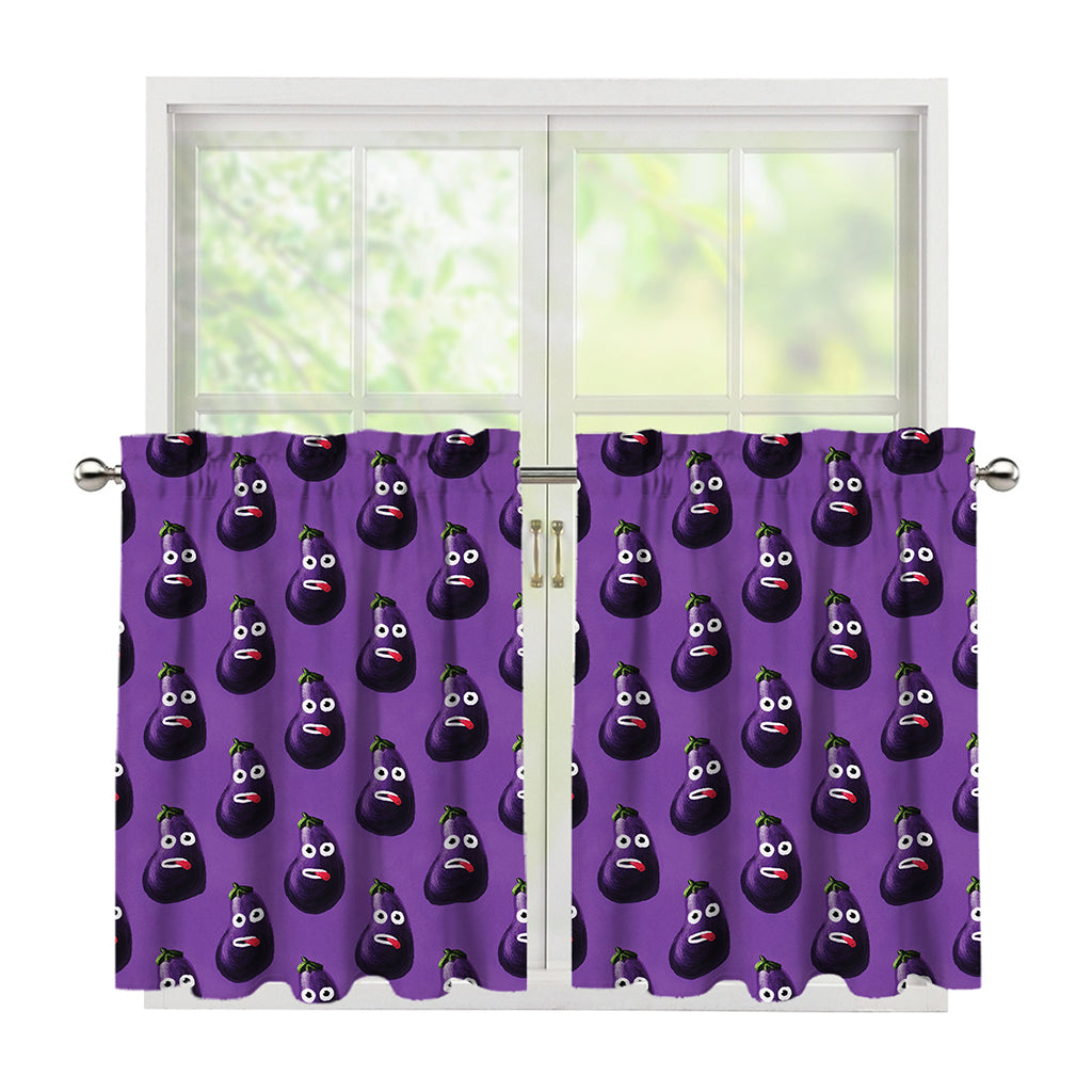 Funny Eggplant Pattern Print Tier Curtains