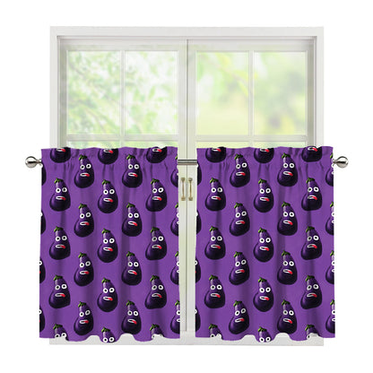Funny Eggplant Pattern Print Tier Curtains
