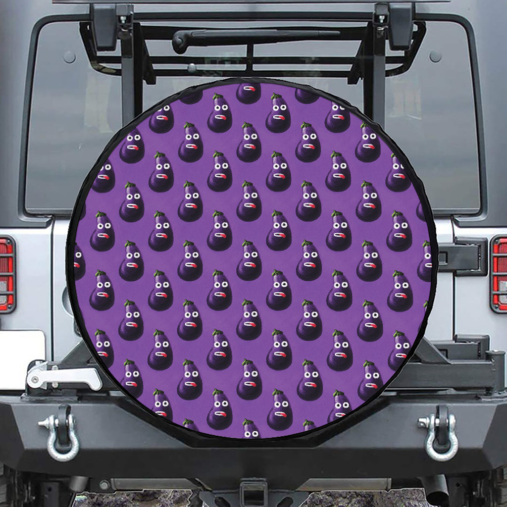 Funny Eggplant Pattern Print Tire Cover