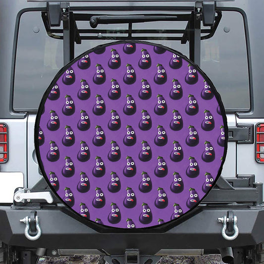 Funny Eggplant Pattern Print Tire Cover