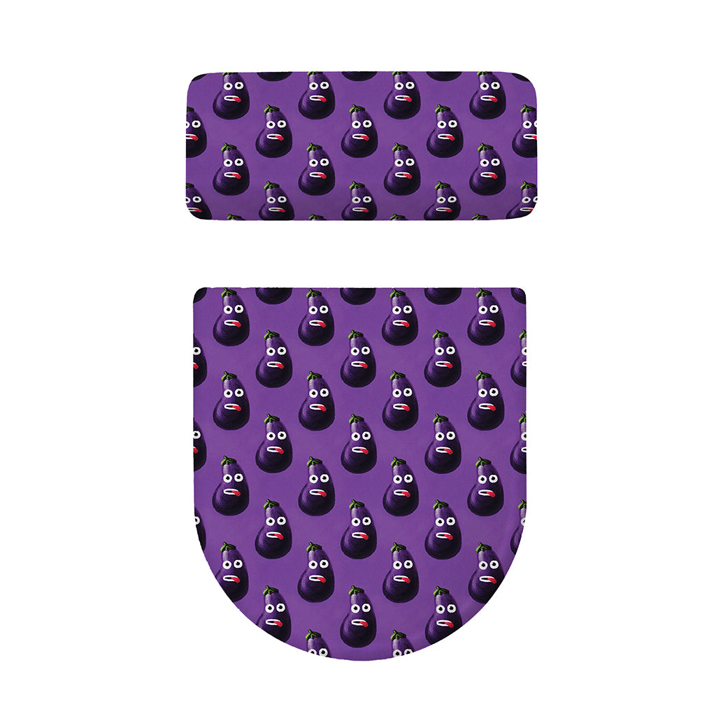 Funny Eggplant Pattern Print Toilet Lid And Tank Cover Set